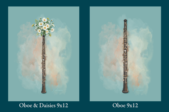 Carousel Oboe and Daisies Illustration